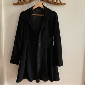 Diane von Furstenberg DVF black Wool Swing Coat with Pleats 2